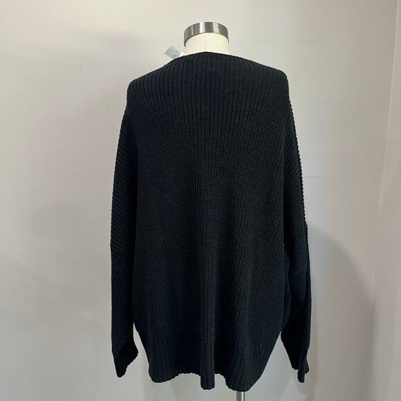 J. Crew Ribbed Sweater Plus Size 3X Black Linen Cotton Blend NWT - Picture 4 of 8